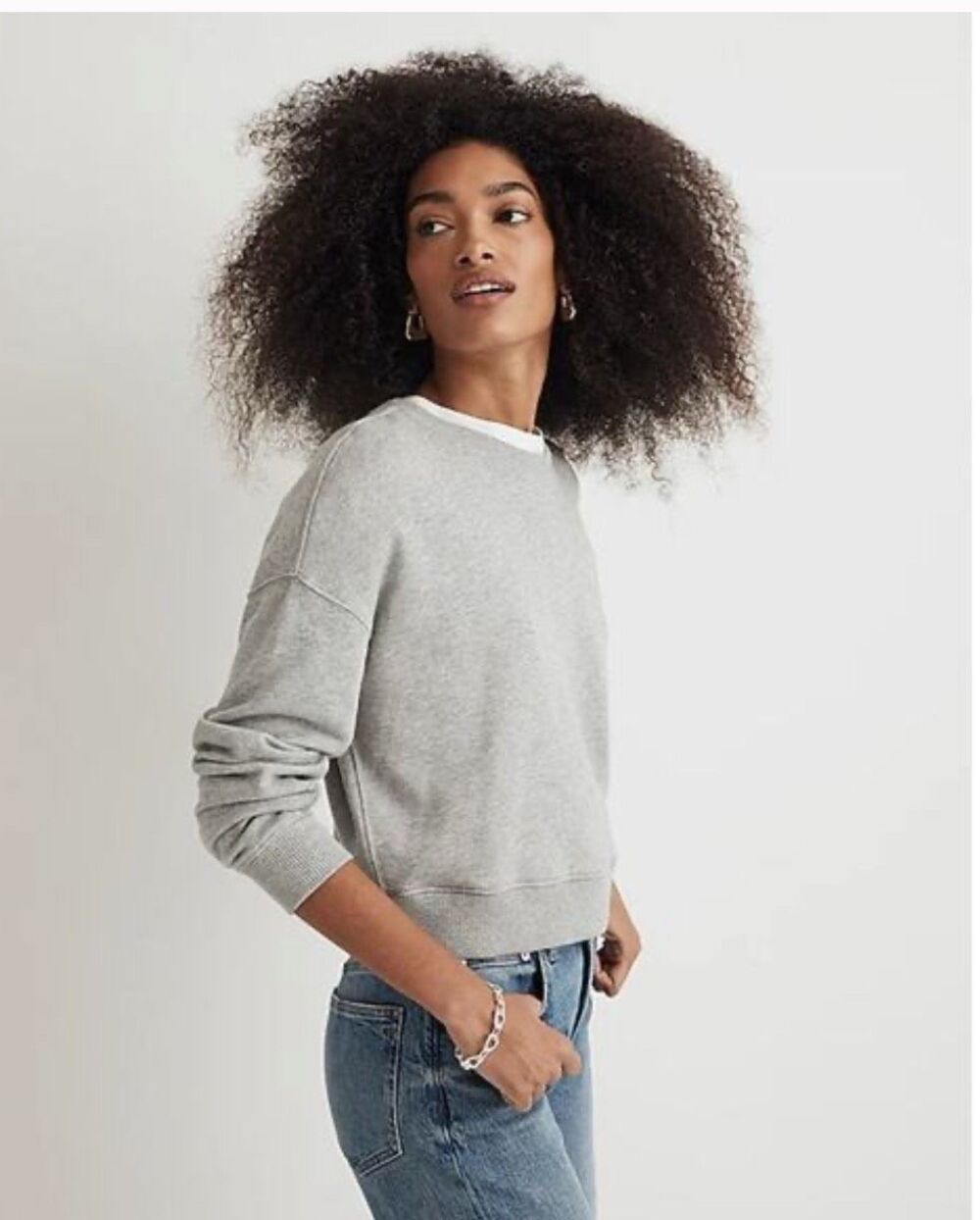 Madewell Raglan Sweatshirt Hthr Gym Class Grey Womens XS NEW